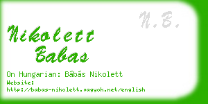 nikolett babas business card