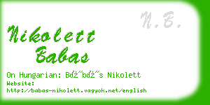 nikolett babas business card